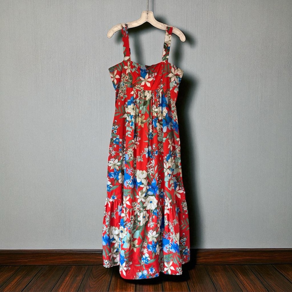 London Times Red Floral Maxi Sundress | Size 8 | New Without Tags